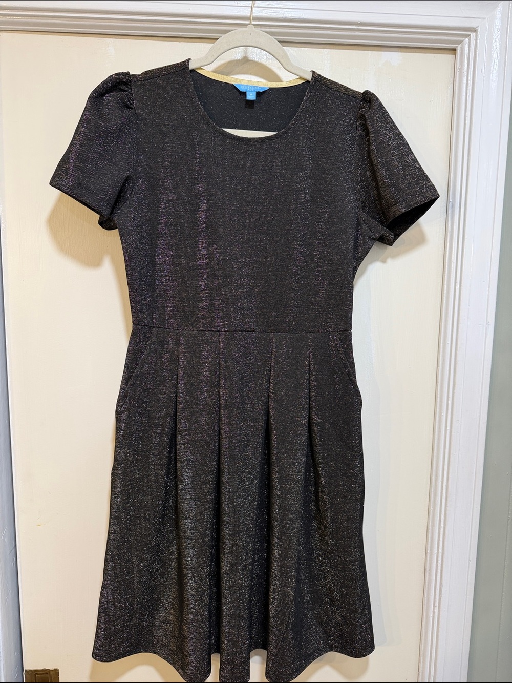 Draper James Black Shimmer Fit-and-Flare Dress